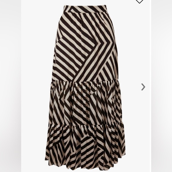 Sachin & Babi Dresses & Skirts - Sachin & Babi Womens Miranda Striped Slit Brown Beige Midi Skirt Size 12 New